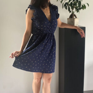 Robe en gaze de coton bleu femme