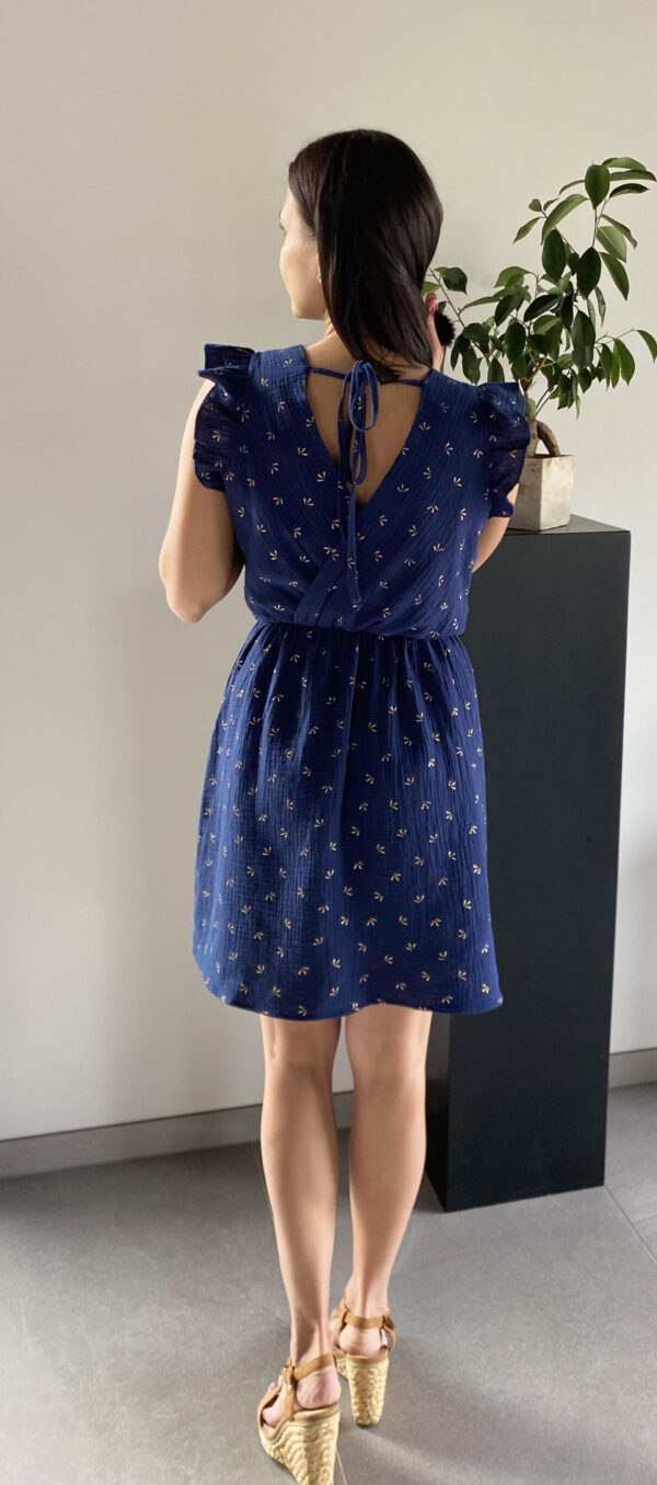 Robe en gaze de coton bleu femme