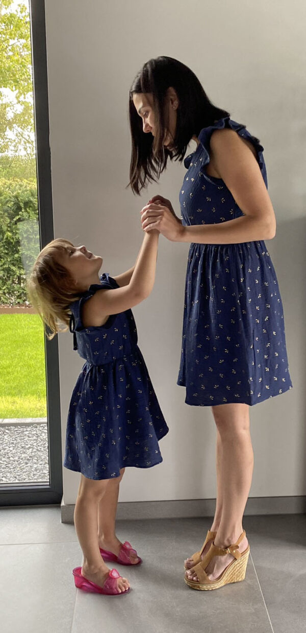 Robe en gaze de coton bleu matchy matchy