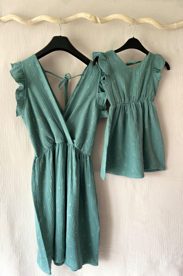 Robe en gaze de coton verte matchy matchy