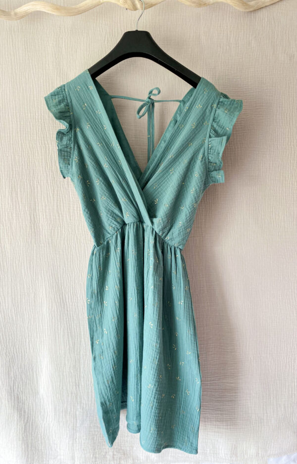 Robe ne gaze de coton femme verte