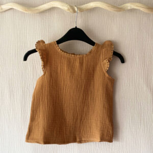 Top en gaze de coton enfant camel