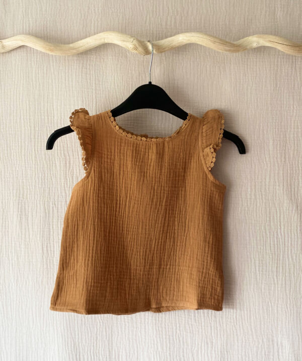 Top en gaze de coton enfant camel