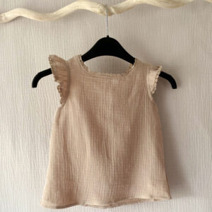 Top en gaze de coton enfant beige