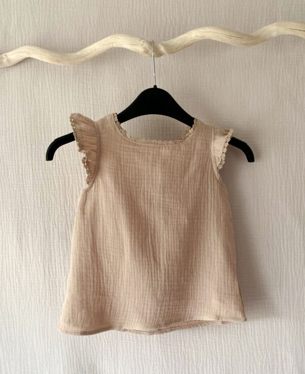 Top en gaze de coton enfant beige