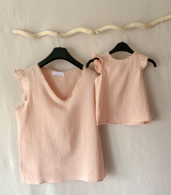 Top en gaze de coton matchy matchy rose