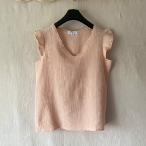 Top en gaze de coton rose