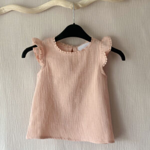 Top en gaze de coton enfant rose