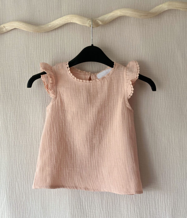 Top en gaze de coton enfant rose